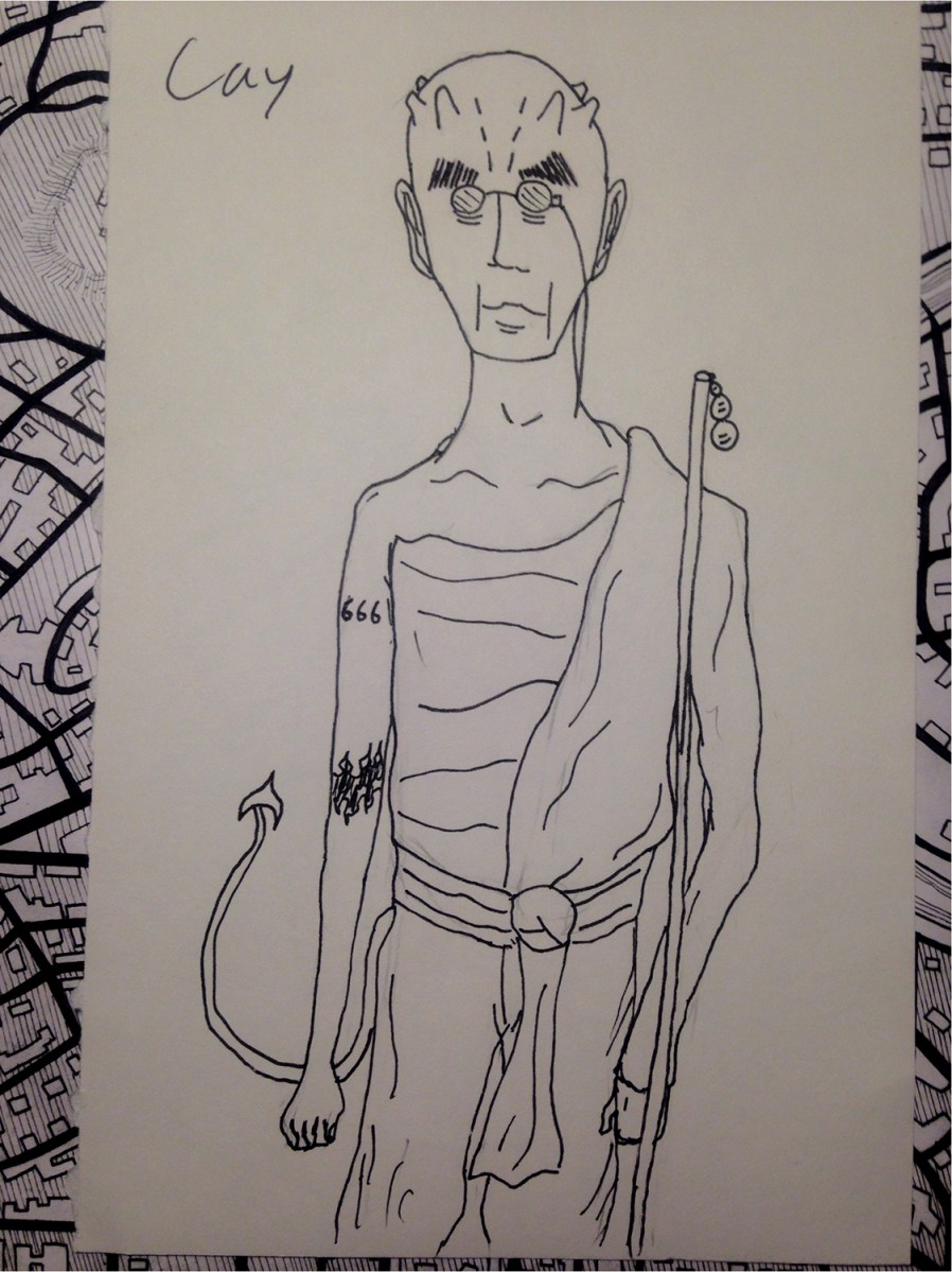 Cay the Tiefling Monk, devoted to a hard life of pilgrimage.